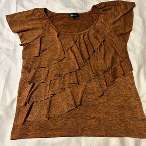 AB Studio Blouses Sz XL (16-18) w Front Layered Asymmetrical Ruffles-EUC